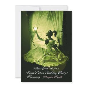 SWEET 16  PARTY, YELLOW GREEN BLACK DAMASK