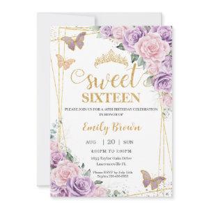 Sweet 16 Purple Lilac Pink Floral Butterflies