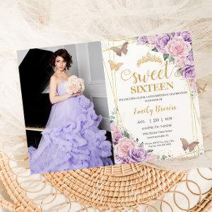 Sweet 16 Purple Lilac Pink Floral Butterfly Photo