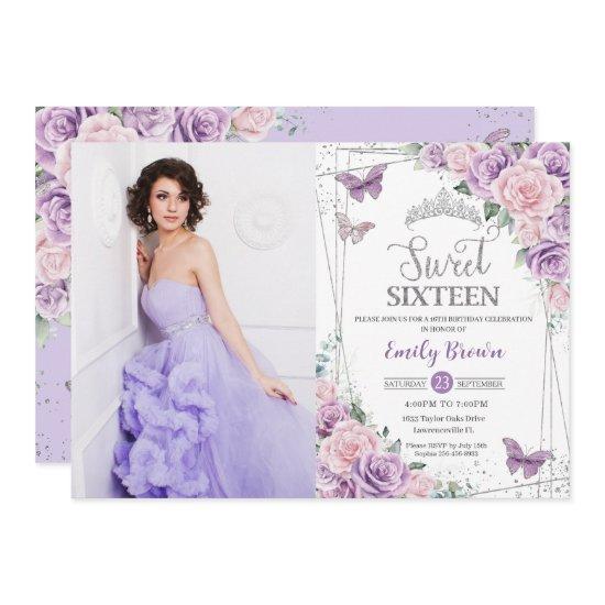 Sweet 16 Purple Lilac Pink Floral Butterfly Photo