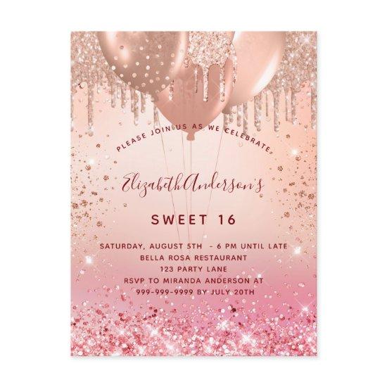 Sweet 16 rose gold pink balloons budget