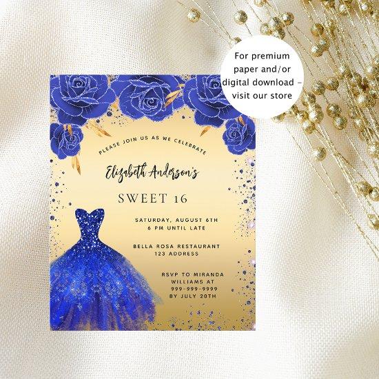 Sweet 16 royal blue dress flower budget