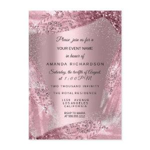 Sweet 16th Bridal Diamond Dress Rose Quineanera