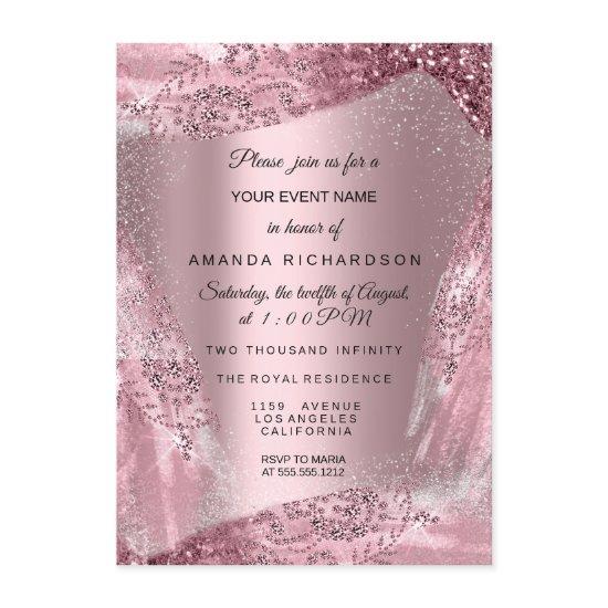 Sweet 16th Bridal Diamond Dress Rose Quineanera