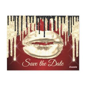 Sweet 16th Bridal Quinceanera Drips Burgundy Gold Postcard