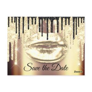 Sweet 16th Bridal Quinceanera Drips Glitter Gold Postcard