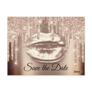 Sweet 16th Bridal Quinceanera Kiss Lips Drips Rose Postcard