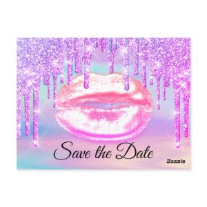 Sweet 16th Bridal Quinceanera Kiss Pink Drips Postcard