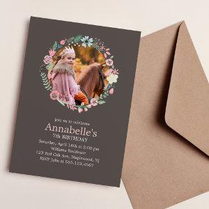 Sweet Floral Wreath Custom Photo Birthday Party