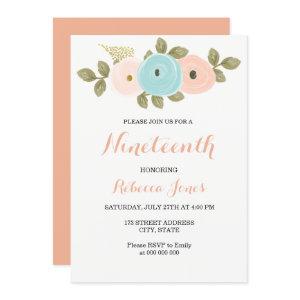 Sweet Peach Floral 19th Birthday Party