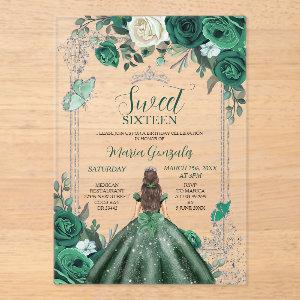 Sweet Sixteen Emerald Green & Silver Birthday Acrylic