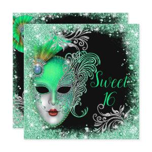 Sweet Sixteen, Masquerade Ball Turquoise Glitter