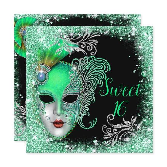 Sweet Sixteen, Masquerade Ball Turquoise Glitter