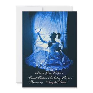 SWEET SIXTEEN PARTY,BLUE BLACK DAMASK Champagne