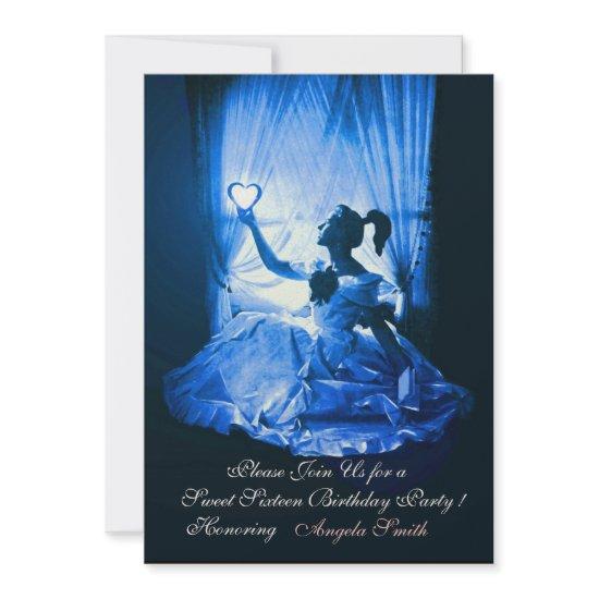 SWEET SIXTEEN PARTY,BLUE BLACK DAMASK Champagne