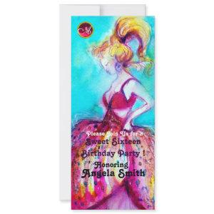 SWEET SIXTEEN PARTY MONOGRAM red ruby blue black