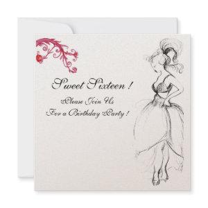 SWEET SIXTEEN PARTY, red black and white champagne