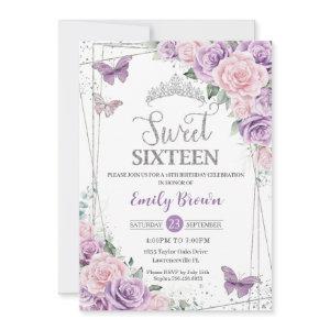 Sweet Sixteen Purple Lilac Pink Floral Butterflies