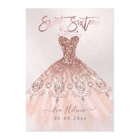 Sweet Sixteen, Sparkle Gown, Faux Rose Gold cards