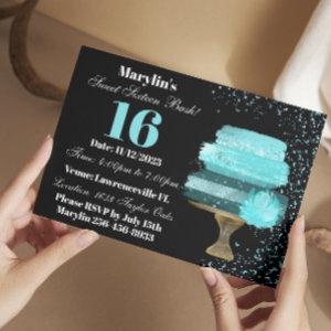 SWEET SIXTEEN TURQUOISE WATERCOLOR CAKE BIRTHDAY