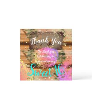 Sweet Sixteen Vintage Boho Turquoise Gold Rustic Thank You Card