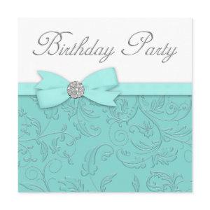 Swirl Vines Teal Blue Birthday Party