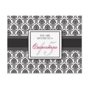 {TBA} ENGLISH Black Damask Quinceanera