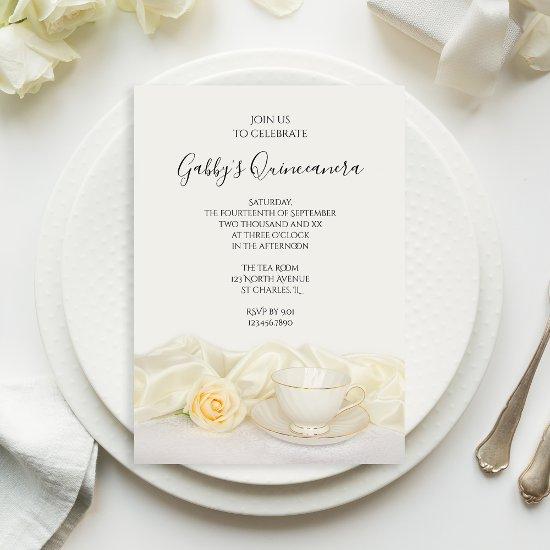 Tea Cup and White Rose Quinceanera Party