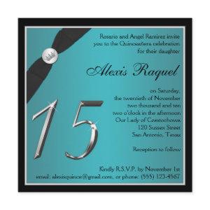 Teal and Black Quinceanera