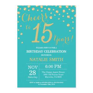 Teal and Gold 15th Birthday Diamond
