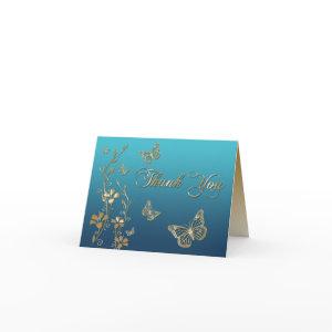 Teal and Gold Floral Thank You Card