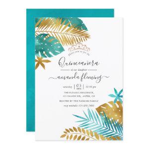 Teal and Gold Tropical Quinceañera