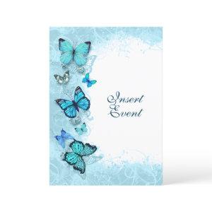 Teal aqua blue watercolor butterfly party