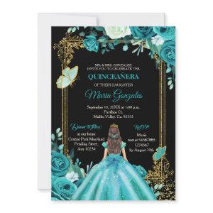 Teal Aqua Mexican Quinceanera Butterfly