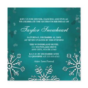 TEAL AQUA SNOWFLAKE SWEET SIXTEEN BIRTHDAY
