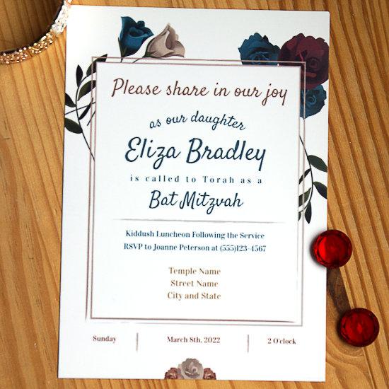 Teal, Beige, Burgundy Bat Mitzvah