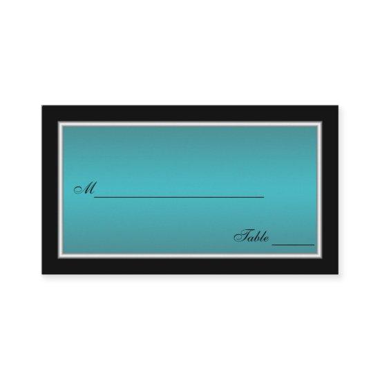 Teal, Black, and Silver Placecards