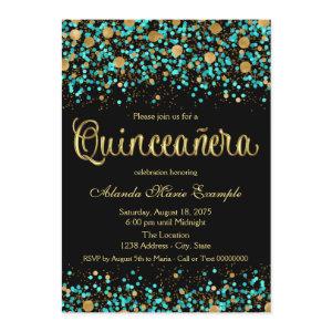 Teal Blue and Gold Quinceanera