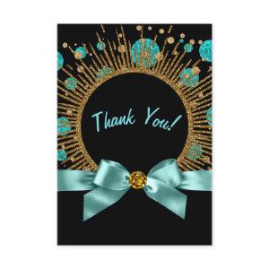 Teal Blue and Gold Thank You