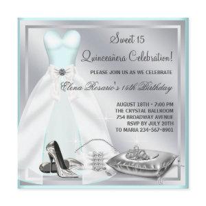 Teal Blue Ball Gown High Heels Teal Quinceanera