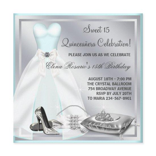 Teal Blue Ball Gown High Heels Teal Quinceanera