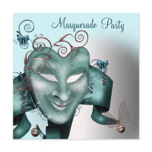 Teal Blue Birthday Masquerade Party