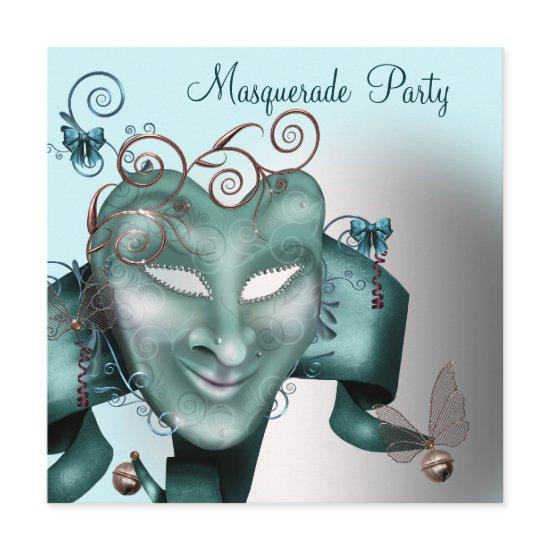 Teal Blue Birthday Masquerade Party