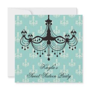 Teal Blue Chandelier Sweet 16 Party