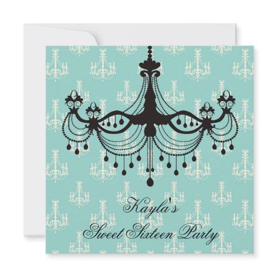 Teal Blue Chandelier Sweet 16 Party