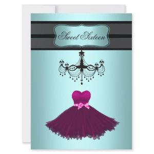 Teal Blue Chandelier Sweet Sixteen Birthday Party