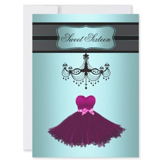Teal Blue Chandelier Sweet Sixteen Birthday Party