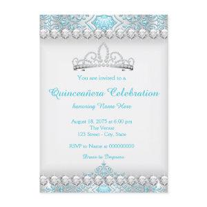 Teal Blue Diamond Tiara Princess Quinceanera