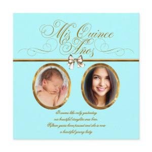 Teal Blue Gold Photo Quinceanera