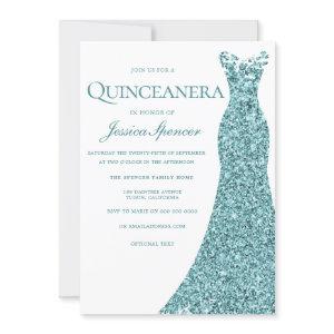 Teal Blue Green Glitter Dress Quinceanera Party